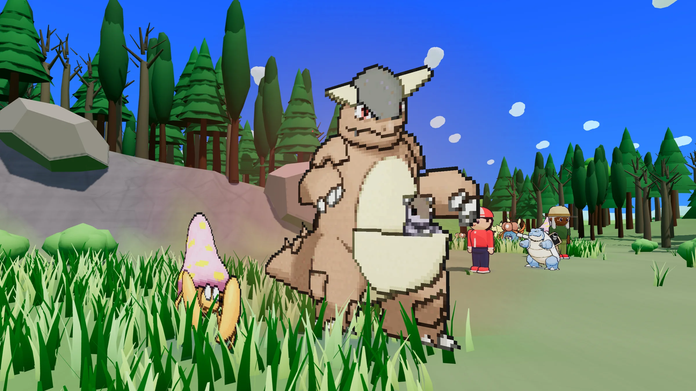 Kangaskhan אלפא ענק בין העצים